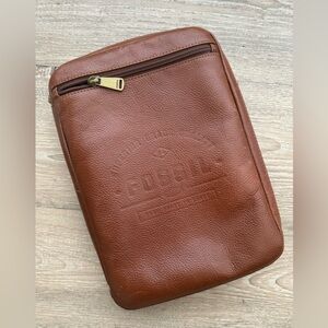 🤎 Fossil -Leather Cognac Brown - Travel Organizer Zip Case/Tablet Case